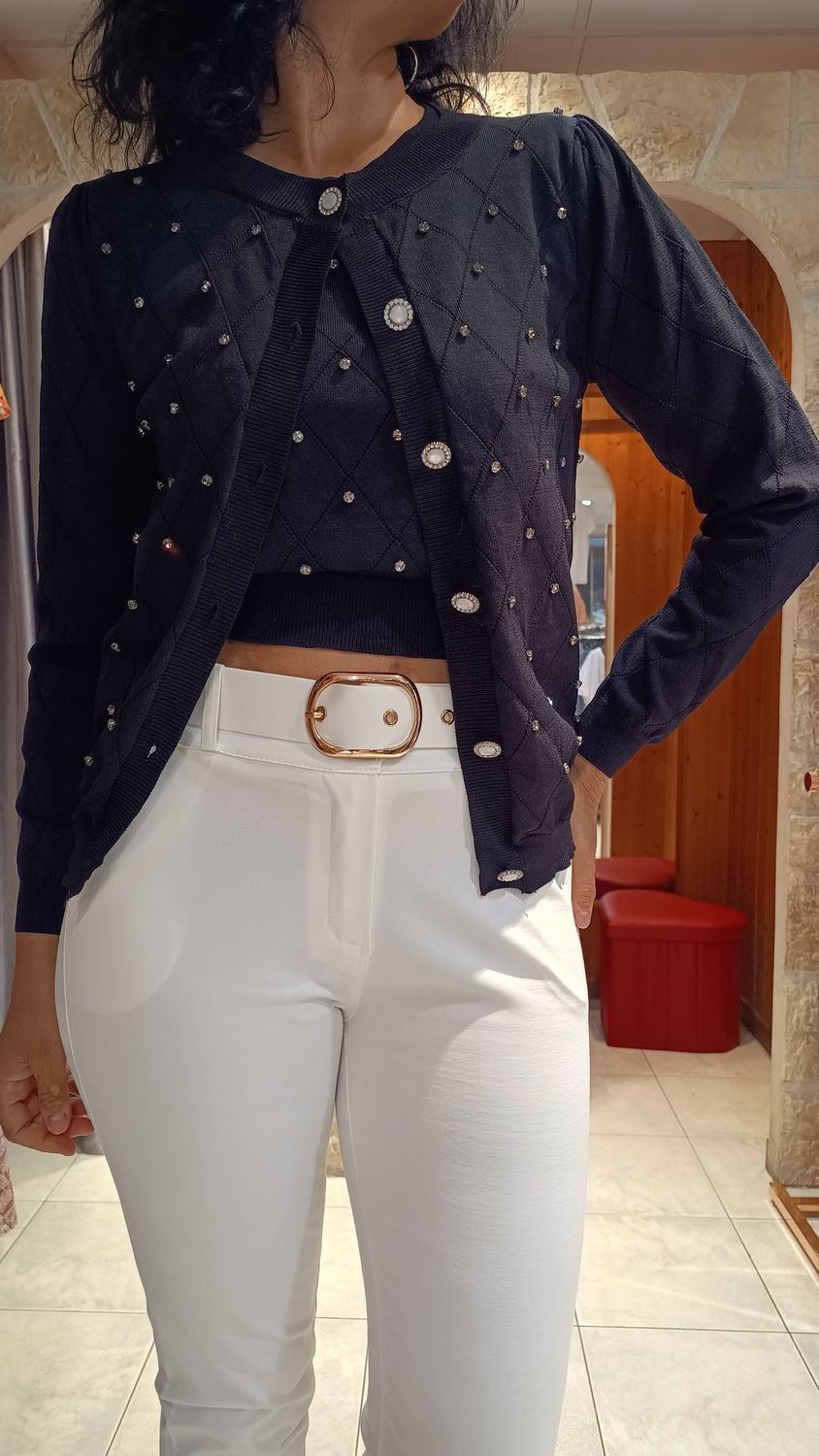 Cardigan strass noir 