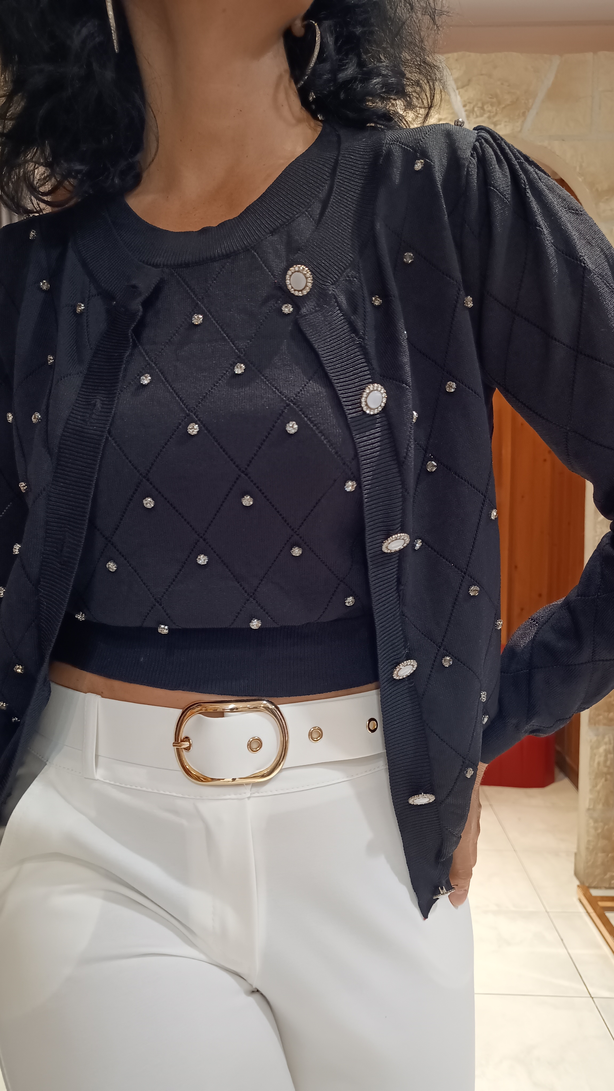 Cardigan strass noir 