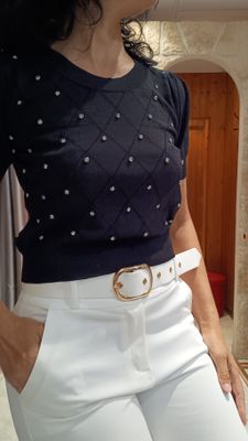Tricot strass noir