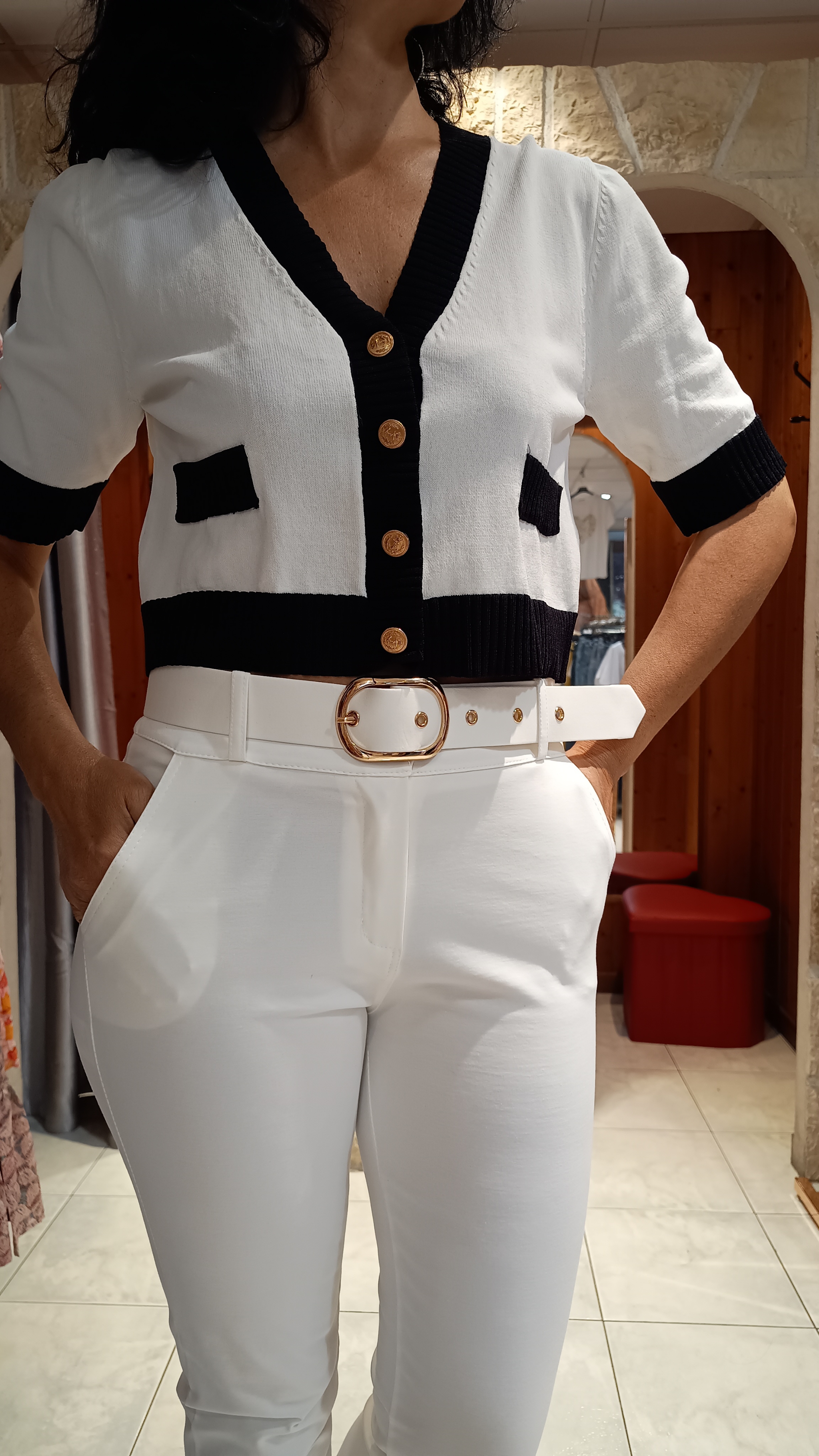 Gilet contrasté blanc et noir