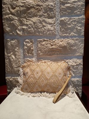 Pochette ethnique écru 