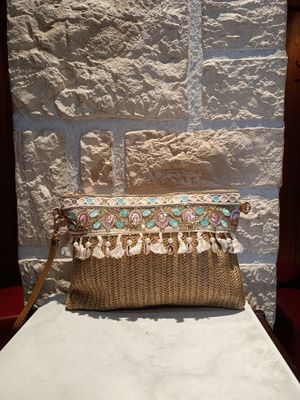 Pochette paille beige 