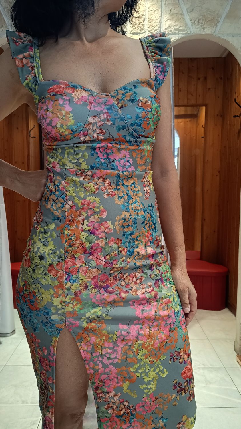 Robe Samba vert multicolore 