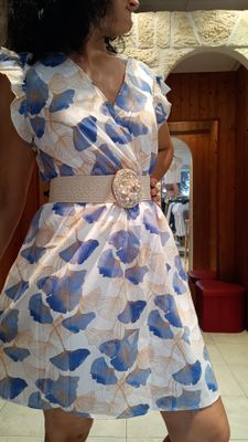 Robe courte Ginkgo bleu ciel 