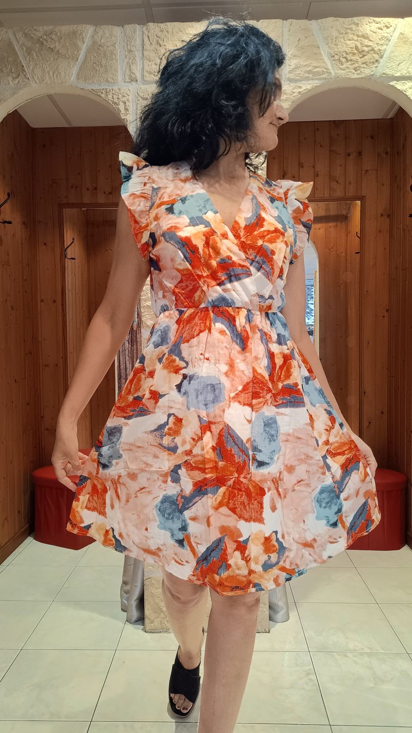 Robe courte Céline orange
