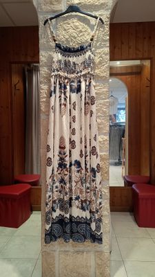 Robe longue bretelles bleu marine 