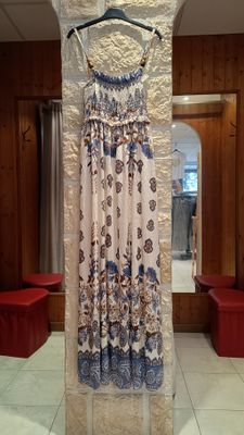 Robe longue bretelles bleu jean 