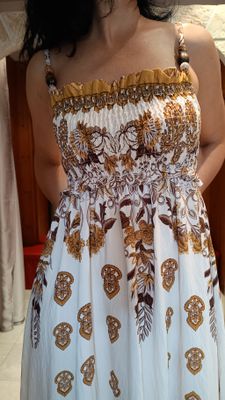 Robe longue bretelles moutarde 
