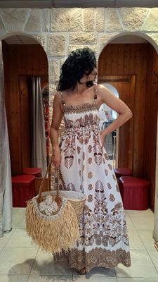 Robe longue bretelles moka