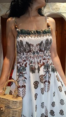 Robe longue bretelles kaki
