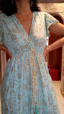 Robe longue Santorini turquoise 