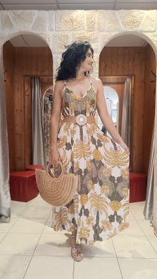 Robe bretelles Palm kaki