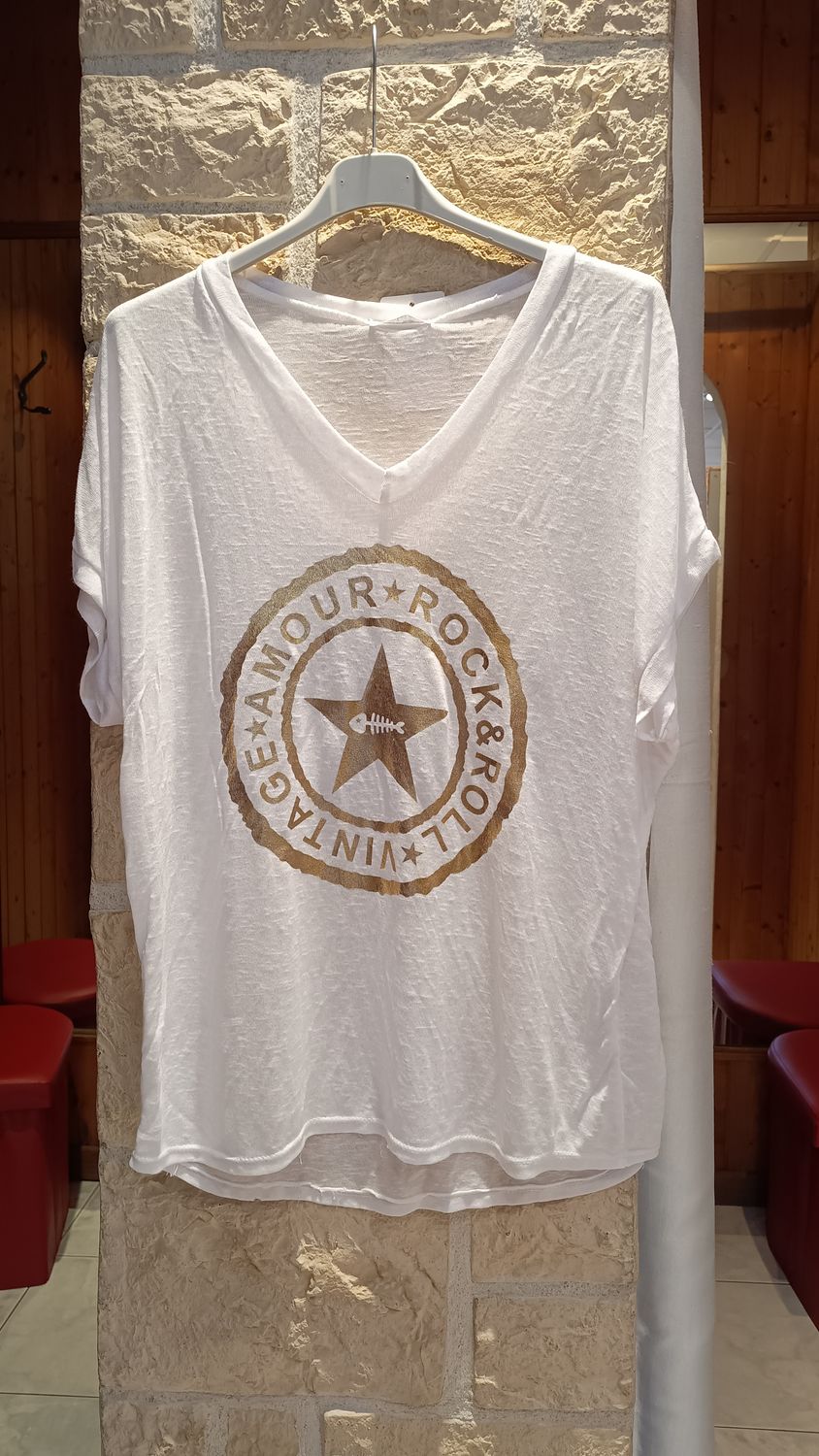T-shirt Rock Vintage blanc
