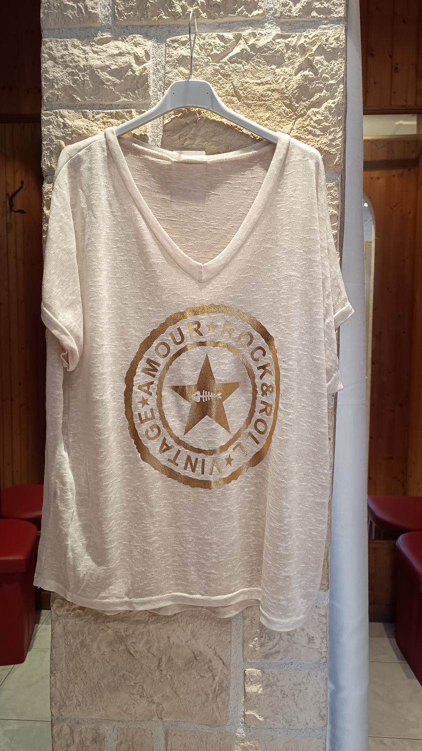 T-shirt Rock Vintage beige 