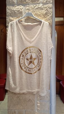 T-shirt Rock Vintage beige 