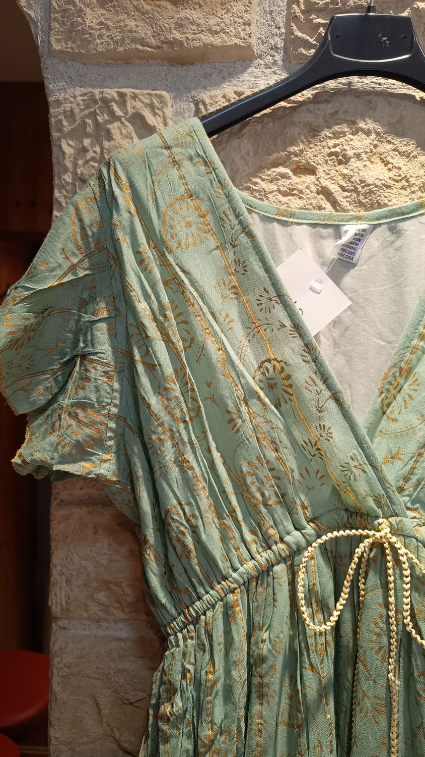 Robe longue Santorini vert d' eau 