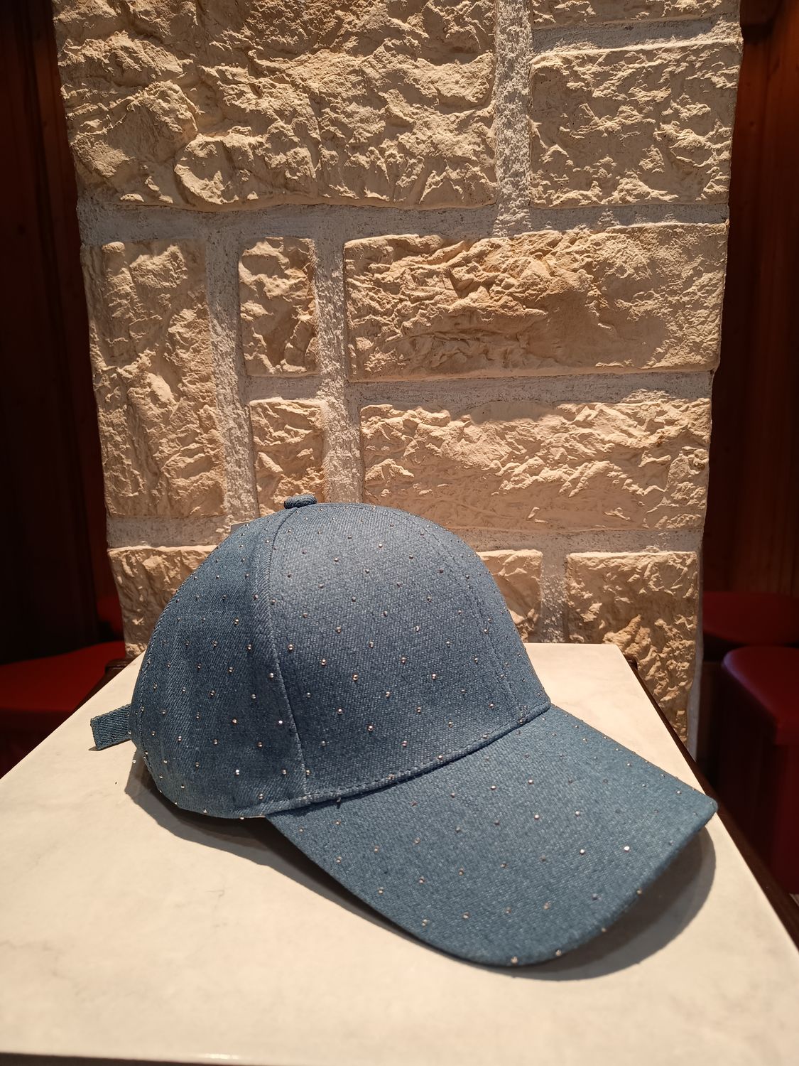 Casquette jean strass foncé 