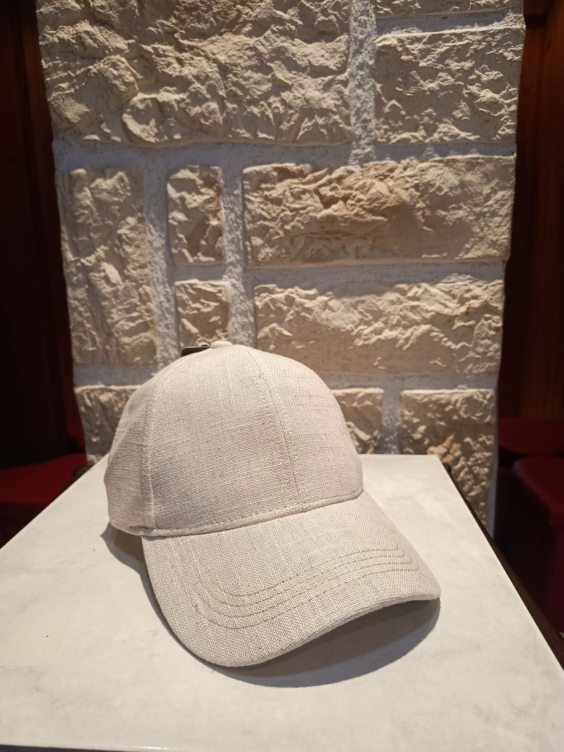 Casquette lin beige 