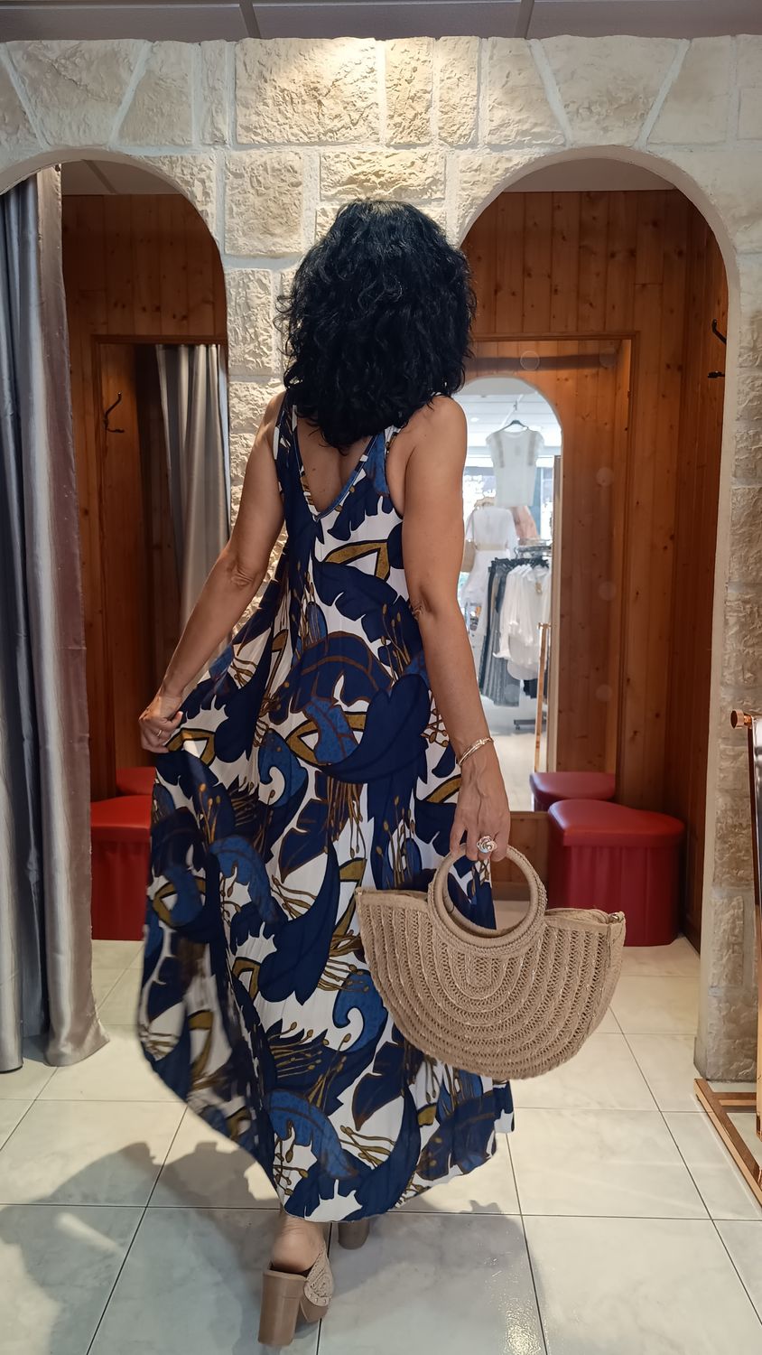 Robe bretelle large bleu marine 