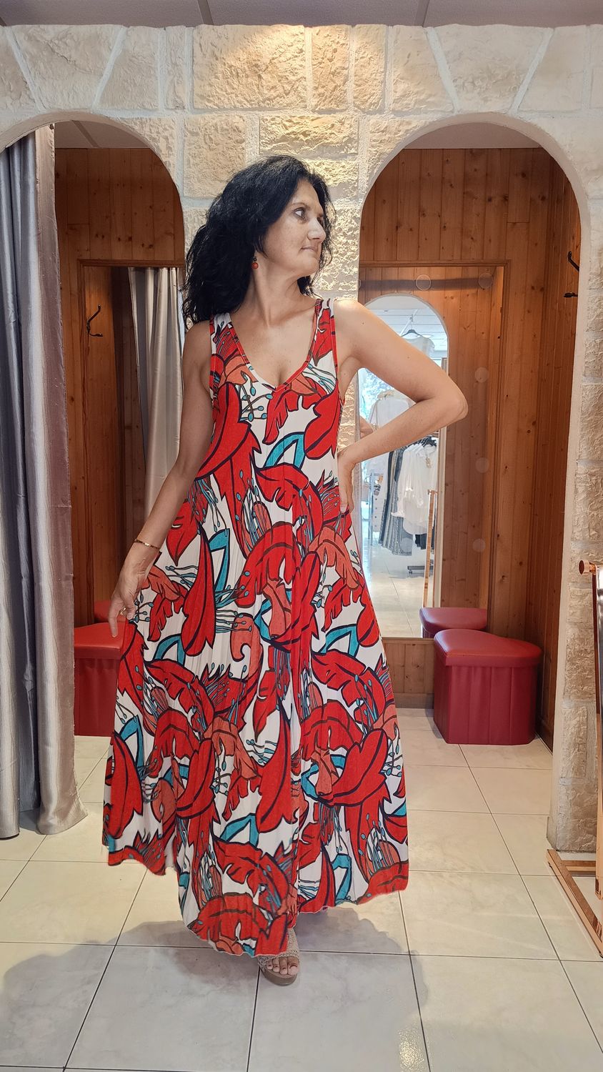 Robe bretelle large rouge 