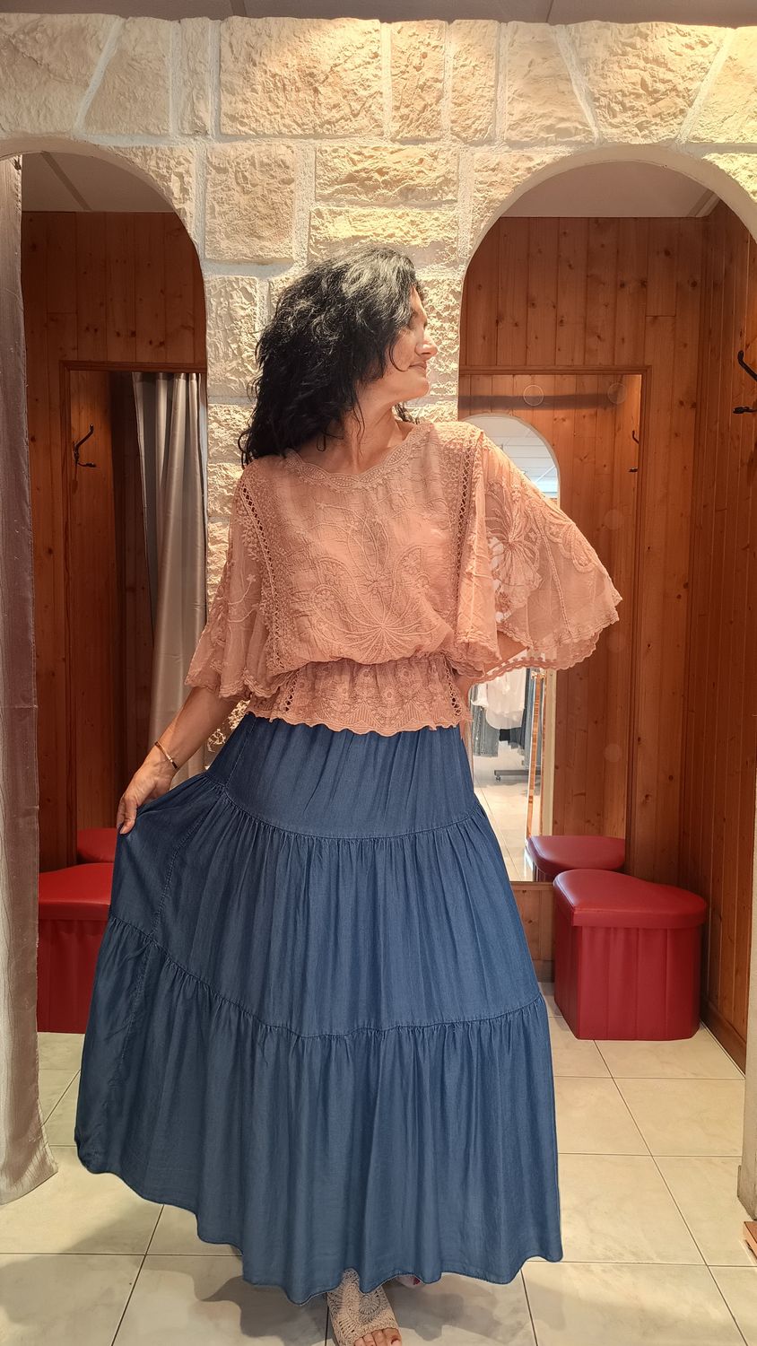 Top dentelle Papillon moka