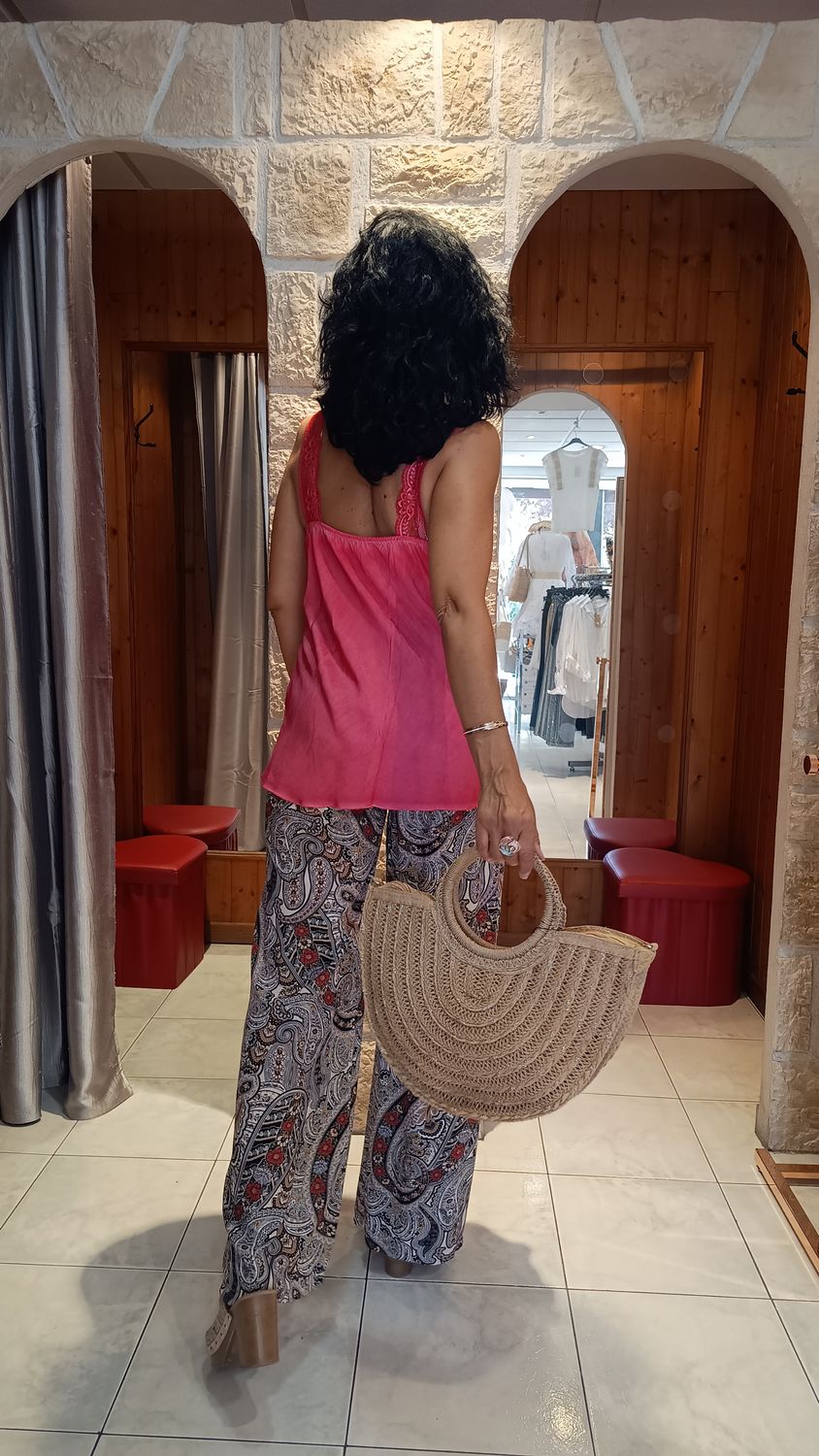 Pantalon fluide imprimé noir 