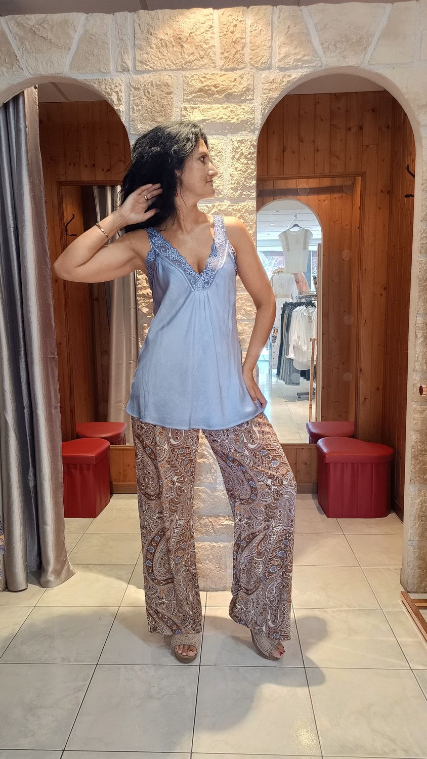 Pantalon fluide imprimé marron