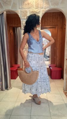 Jupe midi broderie anglaise 