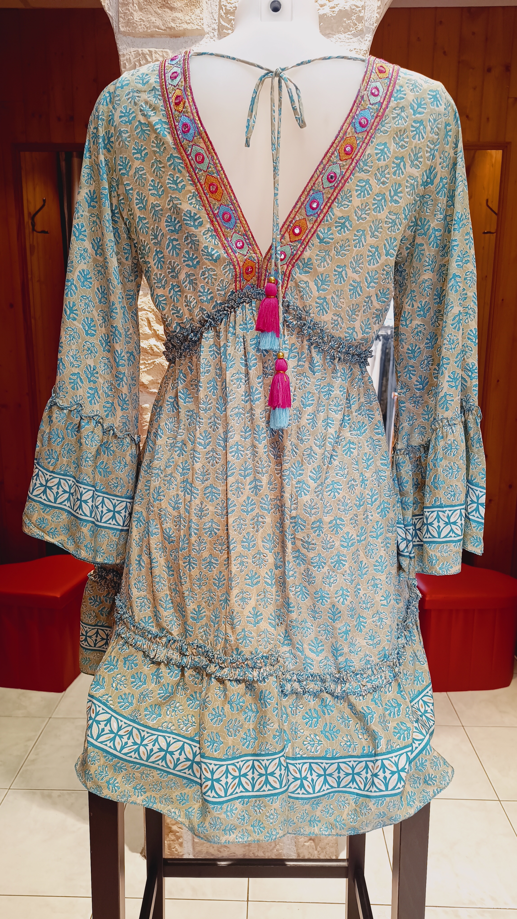 Robe courte Cassandre vert d'eau