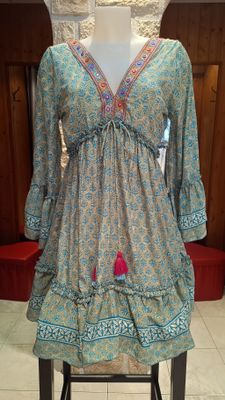 Robe courte Cassandre vert d'eau 
