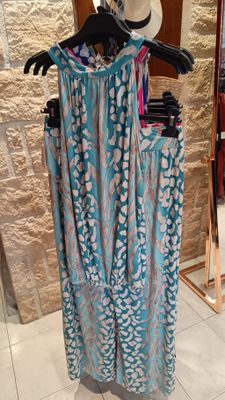 Ensemble fluide imprimé turquoise 