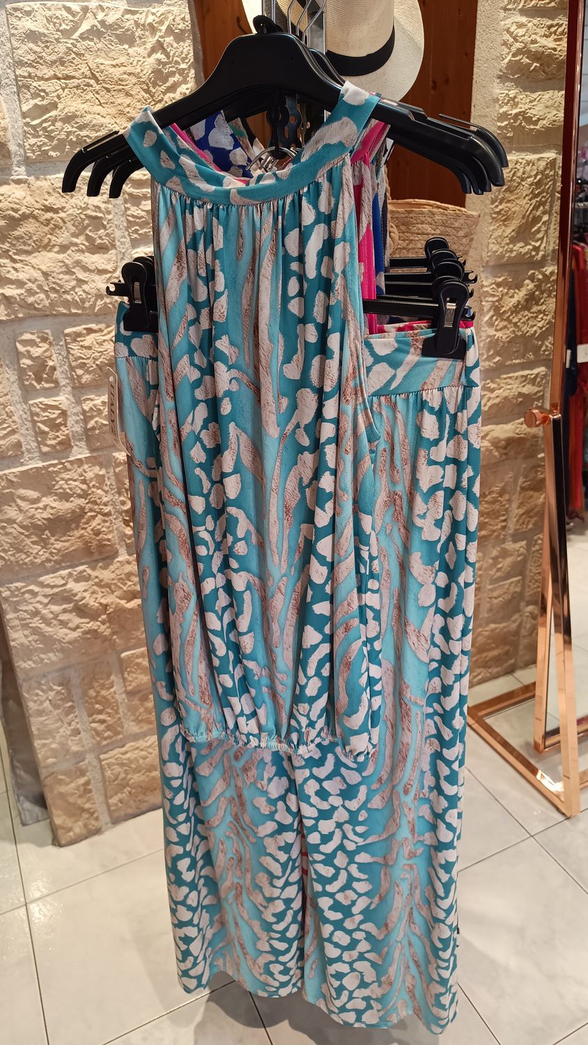Ensemble fluide imprimé turquoise 