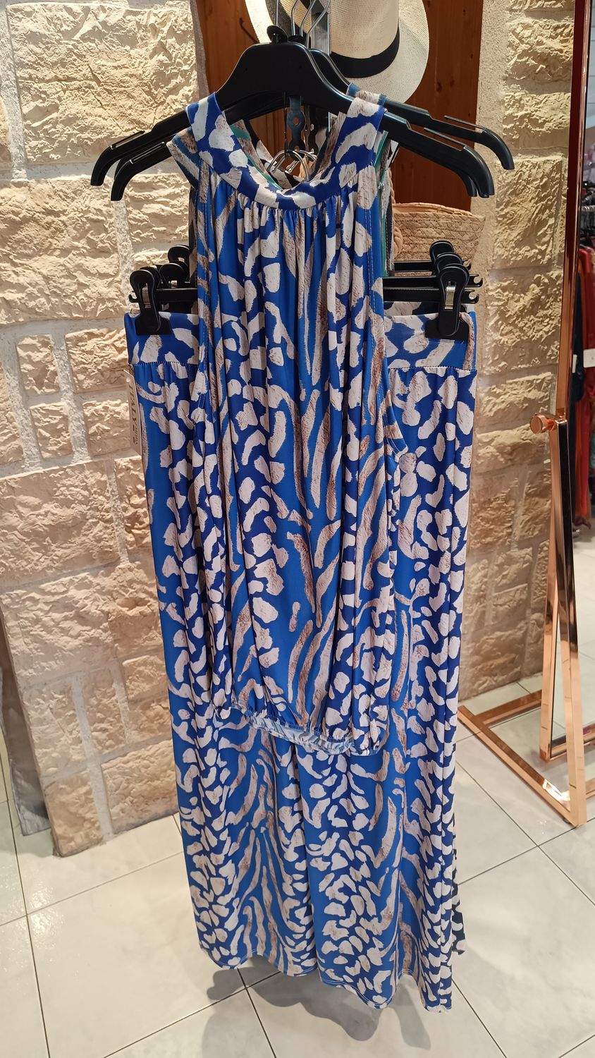 Ensemble fluide imprimé bleu royal 