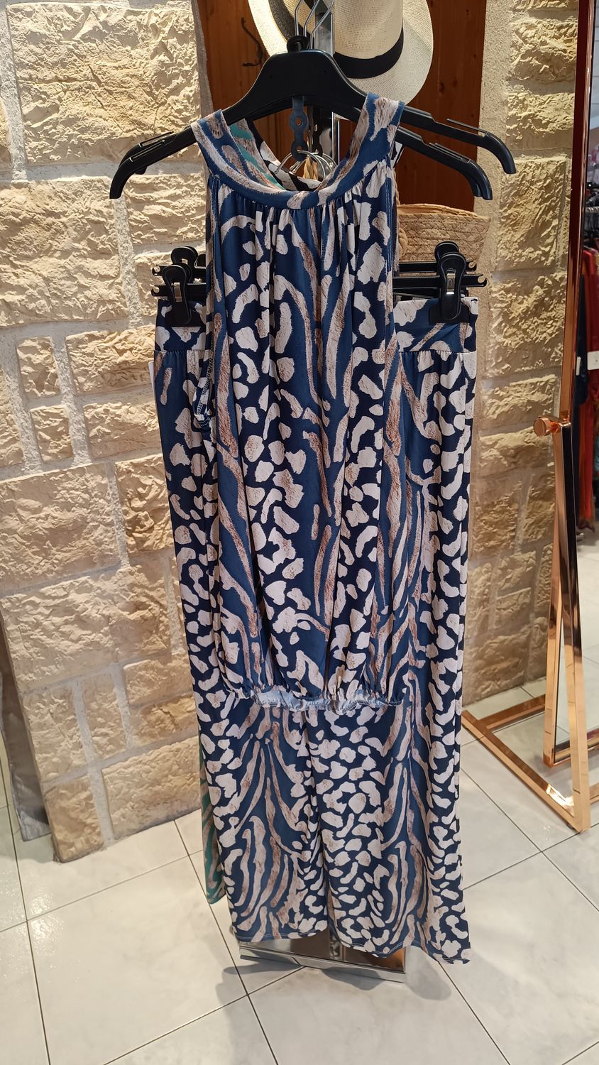 Ensemble fluide imprimé bleu marine 