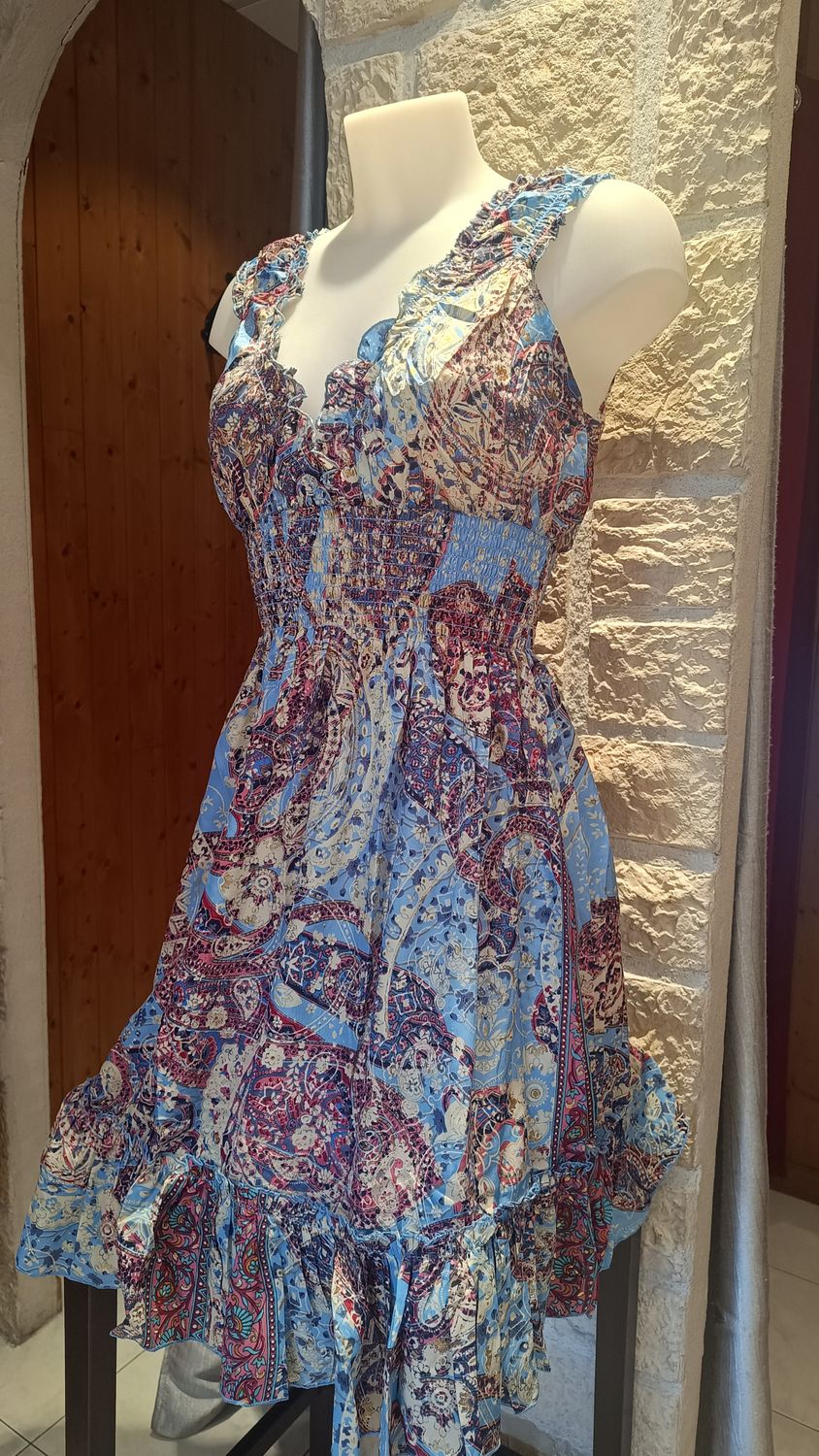 Robe imprimée bleu clair 