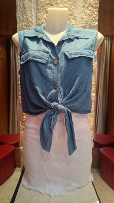 Chemise jean nœud 
