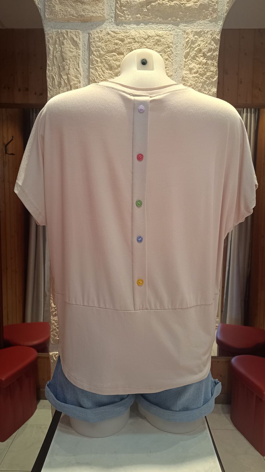 T-shirt boutons beige 