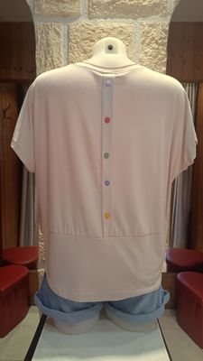 T-shirt boutons beige 
