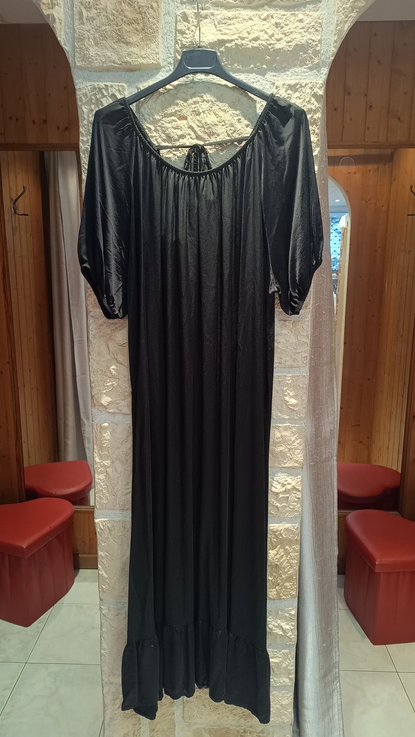Robe longue col Bardot noir