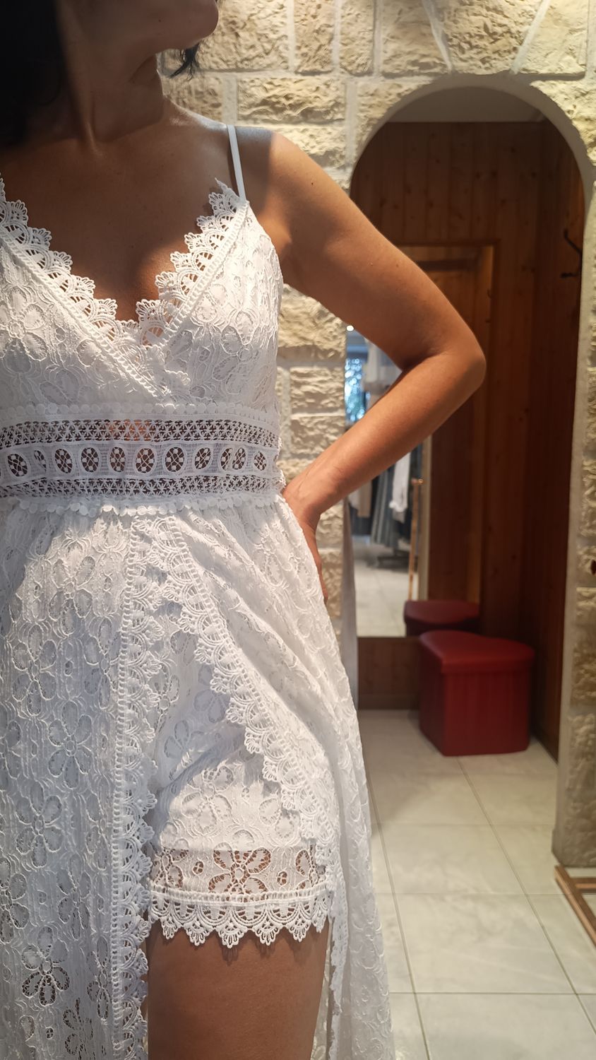 Combi-short dentelle blanc 