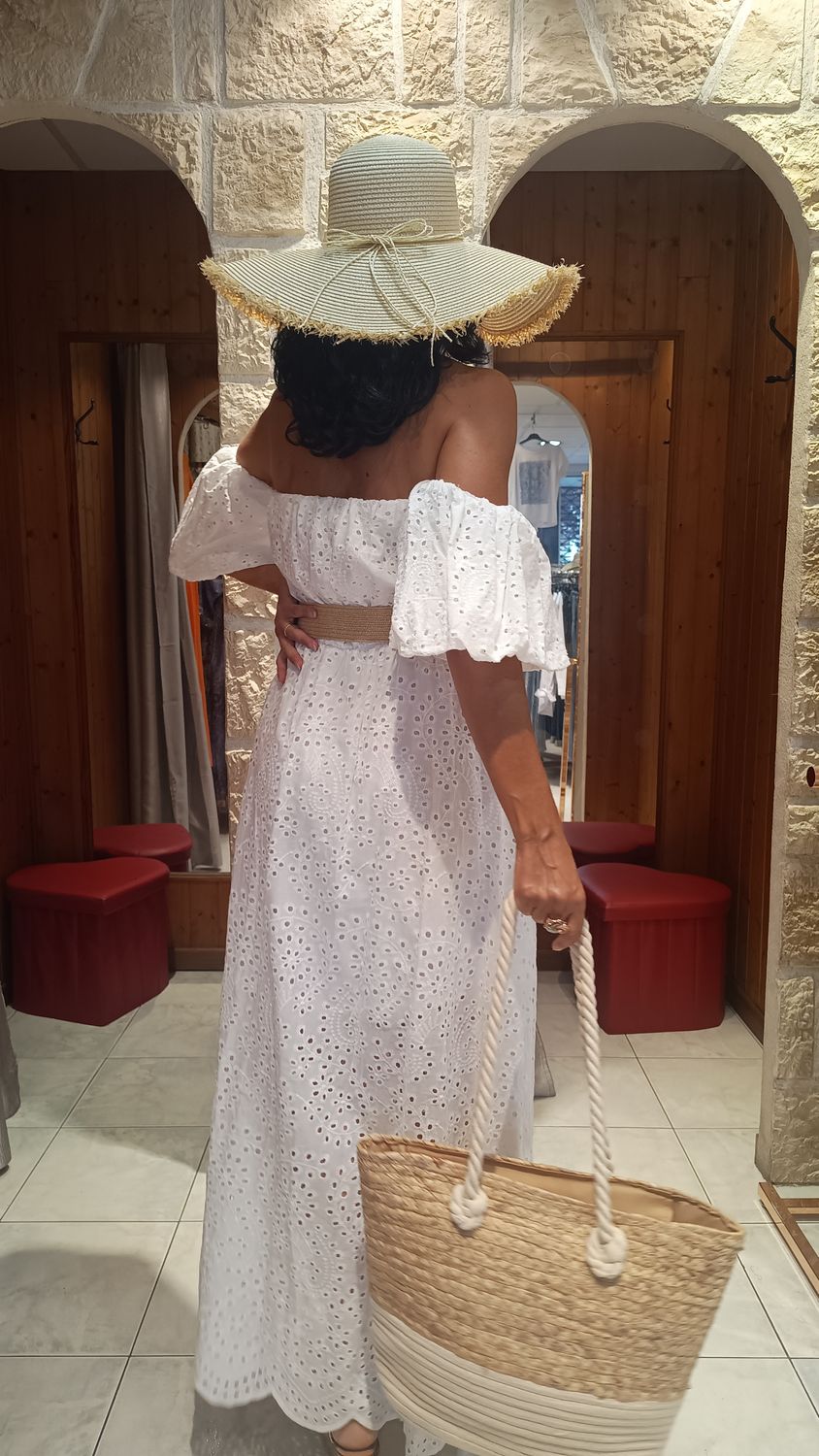 Robe longue broderie anglaise blanc 
