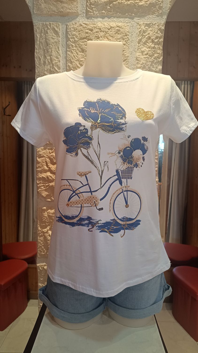 T-shirt Vélo bleu 