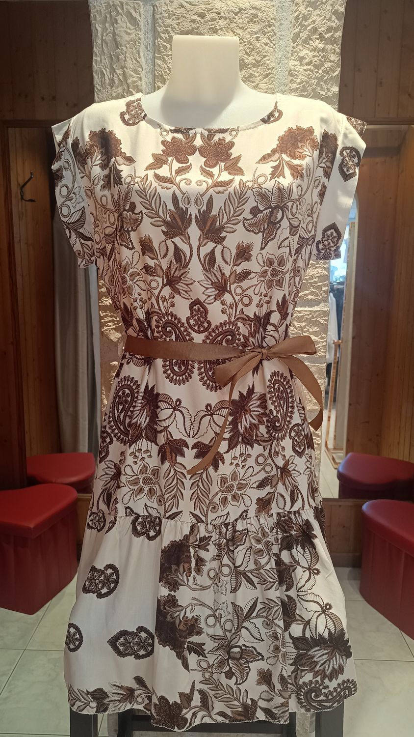 Robe imprimée Vintage marron 
