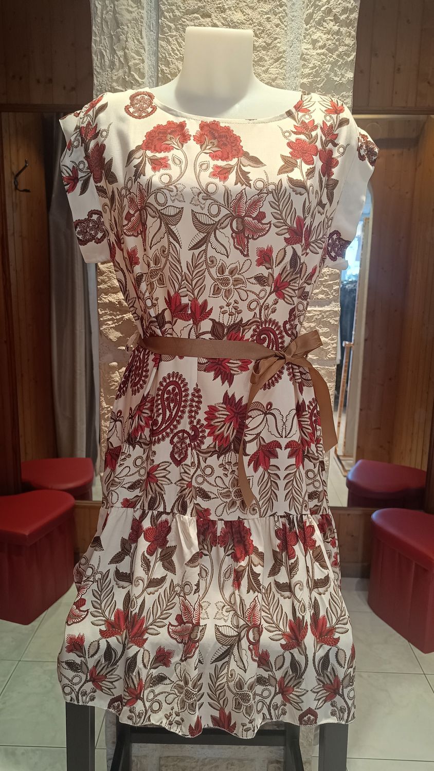 Robe imprimée Vintage rouge 