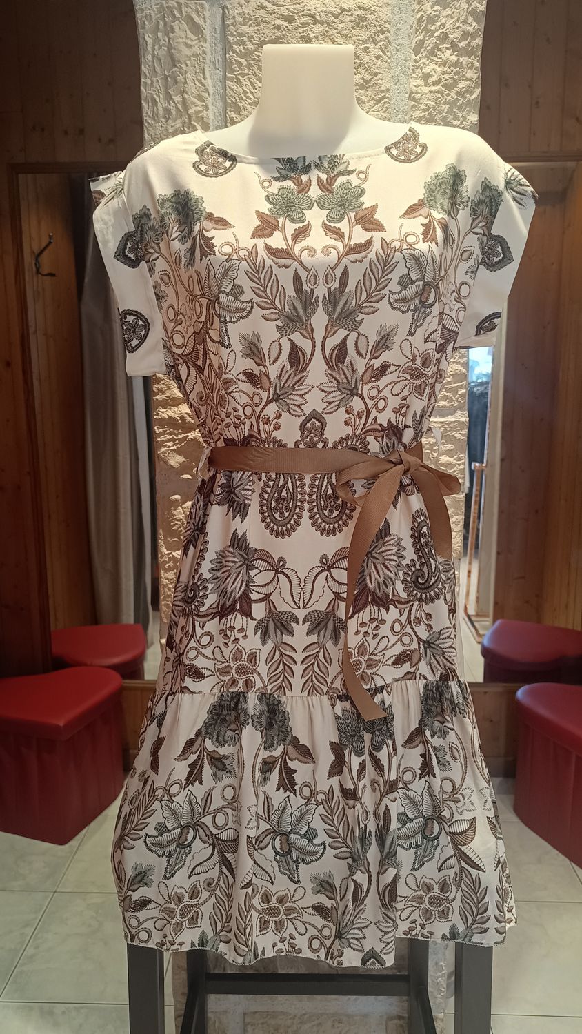 Robe imprimée Vintage kaki