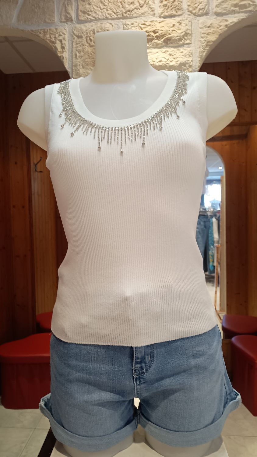 Top bijoux blanc 