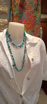 Collier pierre nacrés turquoise 