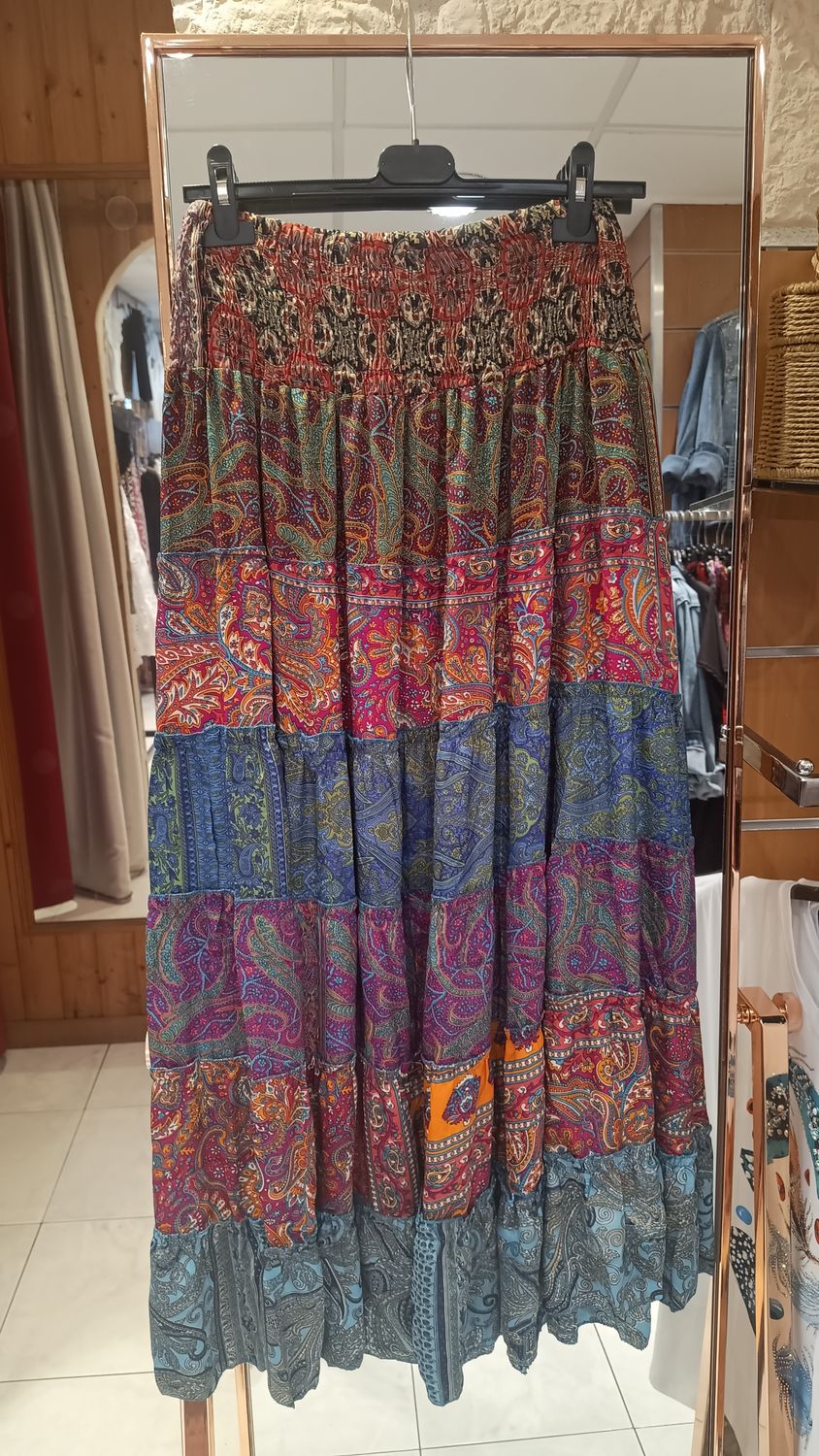 Jupe Gipsy kaki multicolore 