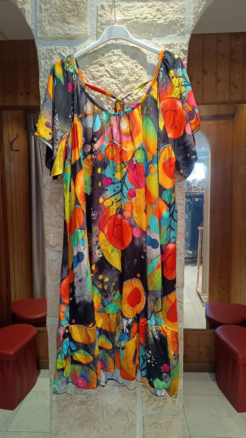 Robe midi Desy noir multicolore 