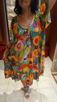 Robe midi Desy kaki multicolore 